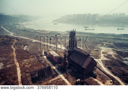CHONGQING, CHINA â MARCH 13: Chongqing Iron & Steel Co. old site aerial view on March 13, 2018 in Chongqing. It is now an Industrial Museum and the symbolic site of the steel industry in Chongqing. 
