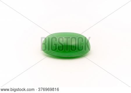 Green Gemstone Jade Nephrite On White Background