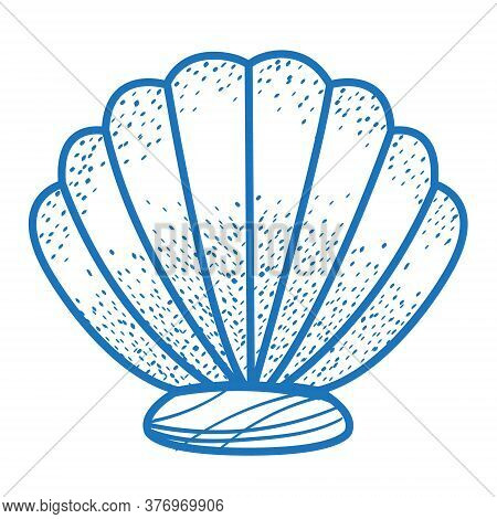 Big Seashell Logo In Cartoon Style. The Elements For Infographics With A Hand-drawing Style.