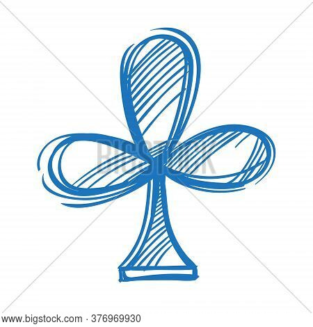 The Symbol Of A Club Suit Is A Sketch Of The Logo. Element For Infographics In The Hand Drawing Styl