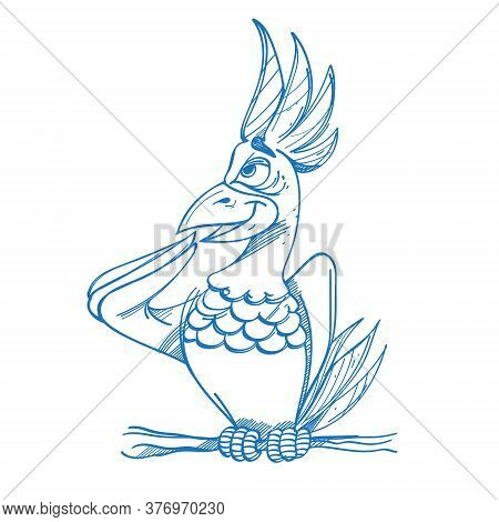 Big Parrot Logo In Cartoon Style. The Elements For Infographics With A Hand-drawing Style.
