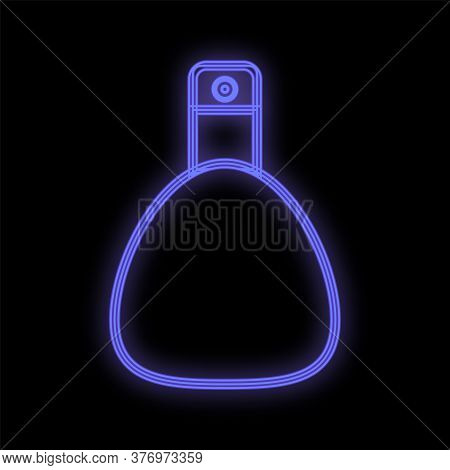 Perfumed Spray For The Body, Neck, Erogenous Points. Blue Bottle Of Neon Color On A Black Background