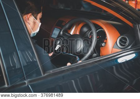 Checking A Car Engine Obd For Repair At Car Garage