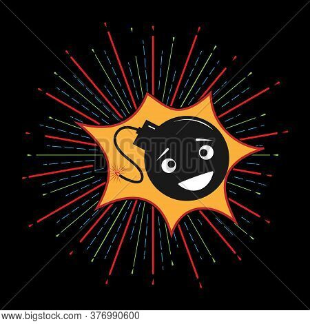 Fun Fireworks. Color Vector Illustration Of Exploding Fireworks
