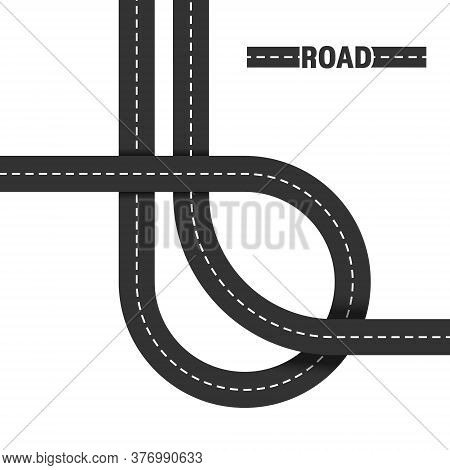 Road, Road Junction. Vector Illustration Isolated On White Background