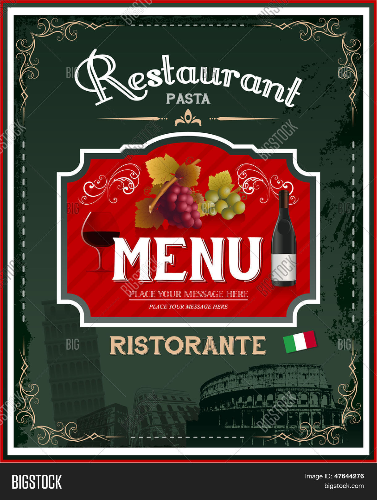 Vintage Italian Restaurant Menu Vector & Photo Bigstock