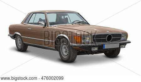 German Vintage Car Isolated In White Back With Shadow