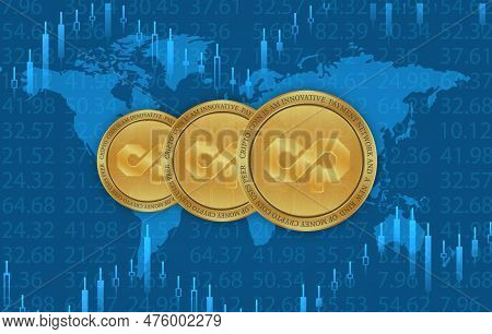 Counterparty-xcp Virtual Currency Images On Digital Background. 3d Illustrations.
