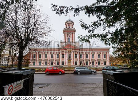 Jelgava, Latvia - October 28, 2022: Jelgava History And Art Museum. Academia Petrina - The First Uni