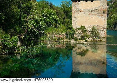 View Of River Nera With Crystalline Water In Stifone, Umbria Region, Italy