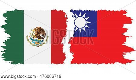 Taiwan And Mexico Grunge Flags Connection, Vector