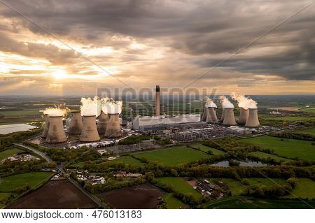 Drax Power Station, Selby, Uk - May 5, 2023. Aerial Landscape View Of Drax Power Station In North Yo