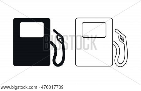 Fuel, Gas, Charging Station Icon Set. Fuelling Sign Collection. Vector Flat Illustration