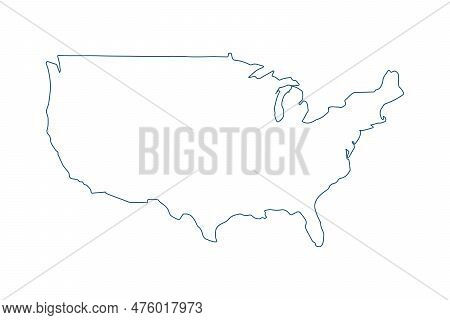 Us States Contour Silhouette. Simple Map. Vector