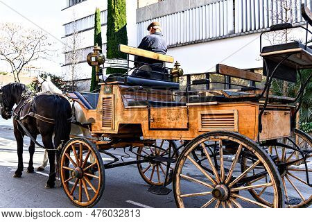 Igualada, Barcelona, January 22, 2023: Traditional Festival Of Sant Antoni Abad, Los Tres Tombs De I