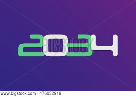 Year 2034 Numeric Typography Text Vector Design On Gradient Color Background. 2034 Historical Calend