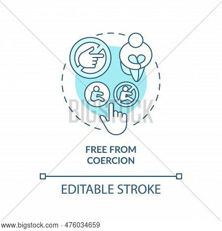 Free From Coercion Turquoise Concept Icon. Domestic Violence. Sexual Abuse. Female Empowerment. Repr