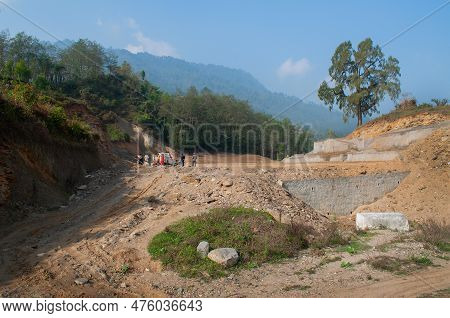 High Altitude Playground And Stadium Is Being Made By Cutting Tree And Levelling Himalayan Soil, Env