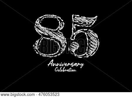 85 Years Anniversary Celebration Logotype White Vector, 85th Birthday Logo, 85 Number Design, Annive