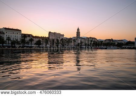Old Town Of Split In Dalmatia, Croatia. Split Is The Famous City And Top Tourism Destination Of Croa