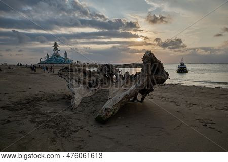 Kuta, Bali Indonesia-may 4 2023: Pantai Jerman (german Beach) In Kuta, Bali Indonesia Sunset Shot Sh