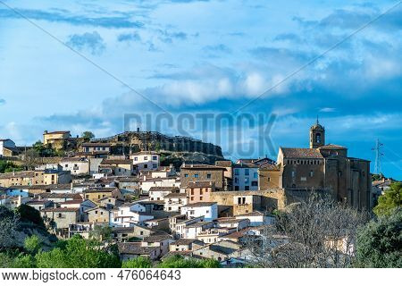 View To Scenic Mountain Village Murillo De Gallego In Spain