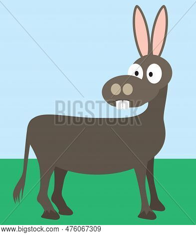 A Cartoon Donkey Has Stopped To Take A Look Around