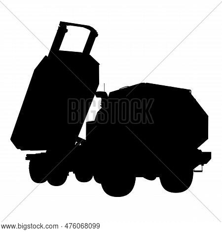 Himars Silhouette. High Mobility Artillery Rocket System. Tactical Truck. Vector Illustration Isolat