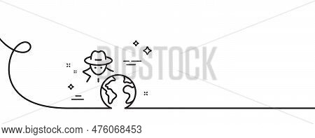 Fraud Line Icon. Continuous One Line With Curl. Spy Of Thief Sign. Cyber Hack Symbol. Fraud Single O