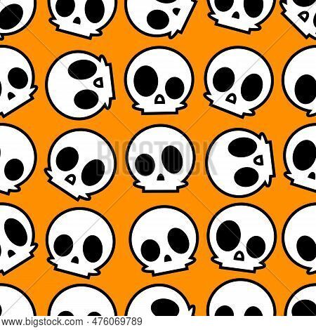 Day Of The Dead Colorful Sugar Skull With Floral Ornament Seamless Pattern