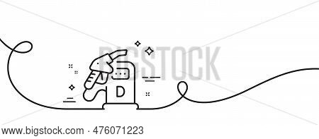 Diesel Station Line Icon. Continuous One Line With Curl. Filling Station Sign. Dd Fuel Symbol. Diese