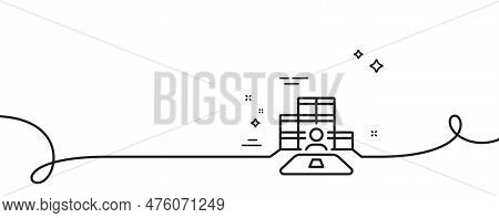 Inventory Line Icon. Continuous One Line With Curl. Warehouse Manager Sign. Wholesale Boxes Symbol. 