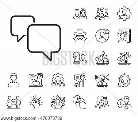 Chat Sign. Specialist, Doctor And Job Competition Outline Icons. Speech Bubble Line Icon. Social Med