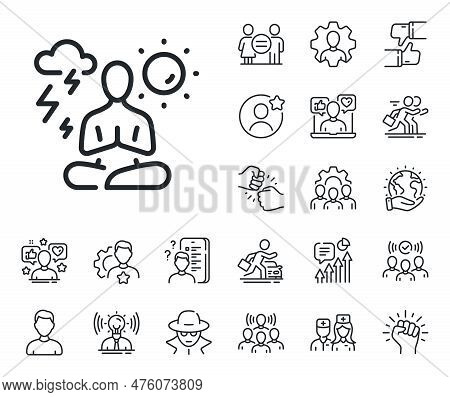 Meditation Pose Sign. Specialist, Doctor And Job Competition Outline Icons. Yoga Line Icon. Relax Bo