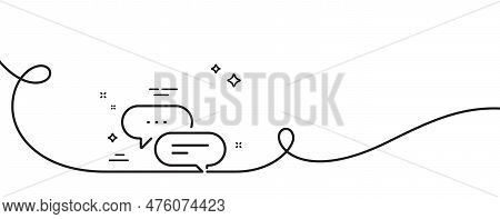 Dots Message Line Icon. Continuous One Line With Curl. Chat Comment Sign. Speech Bubble Symbol. Dots