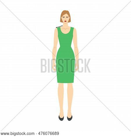 Women To Do Shoulder Measurement Body With Arrows Fashion Illustration For Size Chart. Flat Female C