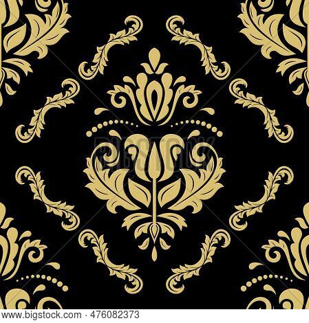 Orient Vector Classic Pattern. Seamless Abstract Background With Vintage Elements. Orient Black And 
