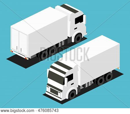 Isometric Small Cargo Truck. Commercial Transport. Logistics. City Object For Infographics. Vector I