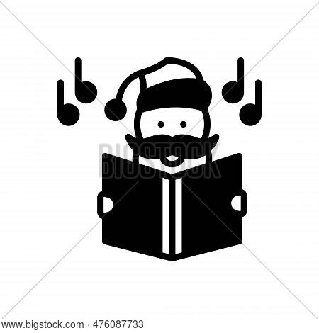 Black Solid Icon For Carol Christmas-song Hymn Psalm Canticle Singing Santa Singer Music Melody