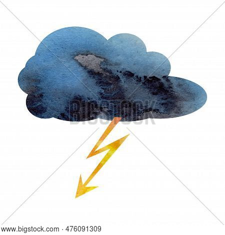 A Cloud With Lightning Strikes Or Thunderclaps. Cute Weather Icon With Thunderstorm Color Avkarelle 
