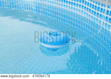 Worker Hands Isinfection And Chlorination Of Water In The Pool. Purification From Pollution Pool Chl