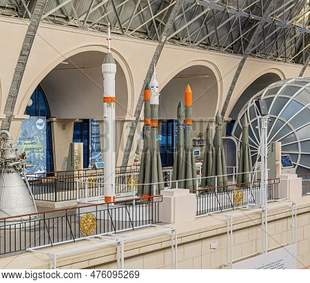 Moscow, Russia - November 28, 2018: Space Museum. Inside The Cosmonautics And Aviation Centre In The