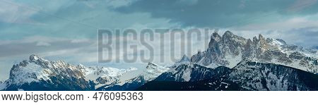 Beautiful Winter Mountain Panorama. View From Rittner Horn (italy).