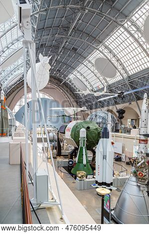 Moscow, Russia - November 28, 2018: Space Museum. Inside The Cosmonautics And Aviation Centre In The