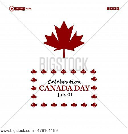 Celebration Canada Day Greeting Social Media Post With Canada Maple Leaf Flat Vector Design