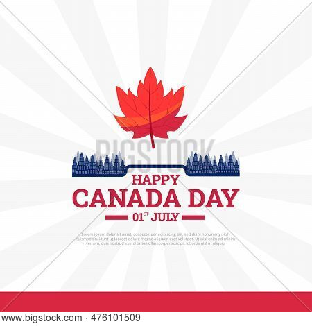Happy Canada Day Greeting Social Media Post With Canada Maple Leaf Flat Vector Design