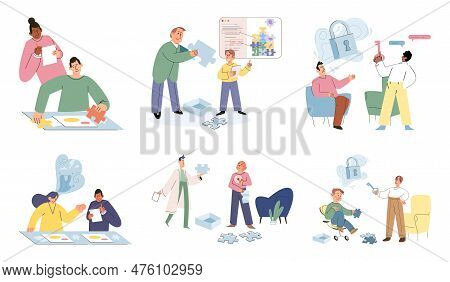 Psychologist And Patient With Tangled And Untangled Mind Metaphor, Doctor Solving Psychological Prob
