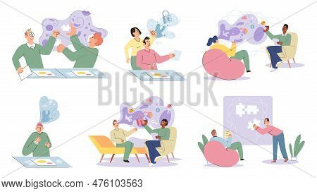 Psychologist Listening To Patient At Mental Therapy Session. Growth Mind And Mental Intelligence Sel