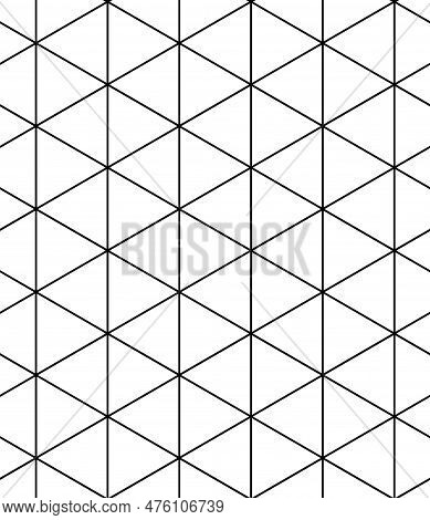 Abstract Geometric Pattern Background With Hexagonal And Triangular Texture. Black And White Seamles