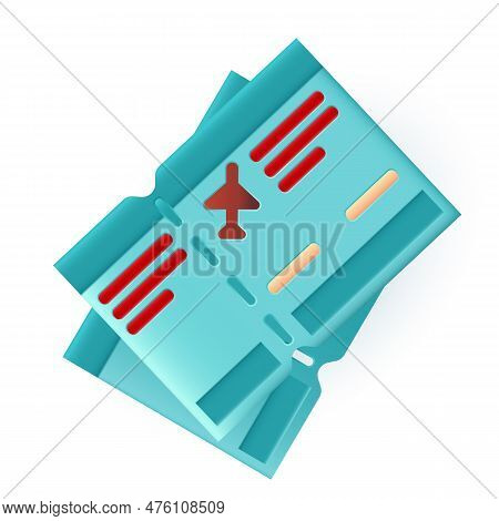 Two Plane Tickets For Tourists 3d Illustration. Drawing Of Boarding Passes Or Tickets To Tropical Co